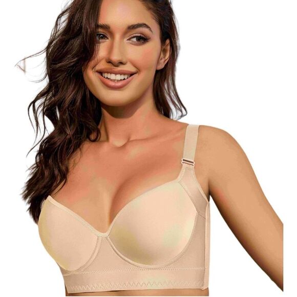 NEW Nude Push Up Daisy Comfortable Back Smoothing Bra 38F - Picture 1 of 7